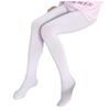 Girls' Cotton Dance Tights: Thin Vertical Stripes, White, Student-Friendly