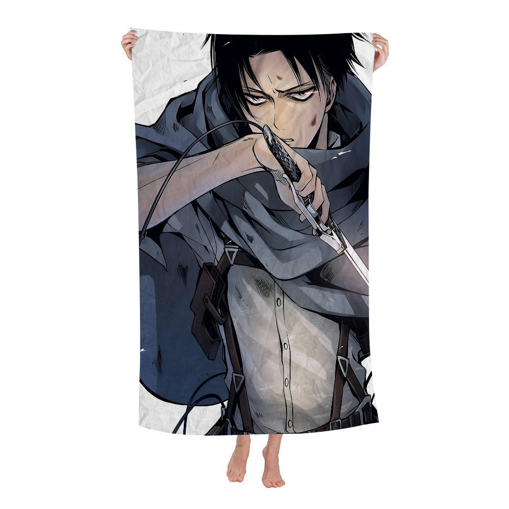 Attack On Titan Levi Ackerman Anime Big Microfiber Beach Towels Quick Dry Towel Sand Beach Towels Pool for Travel Swim Pool