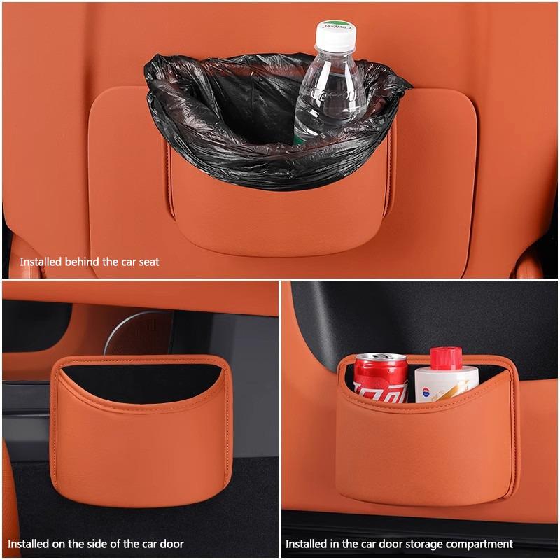 ZGAP4 Leather Car Door Trash Bin Hanging Garbage Storage Barrel For Benz AMG A C E S G Class W201 W210 W108 W204 W205 W203 Accessories