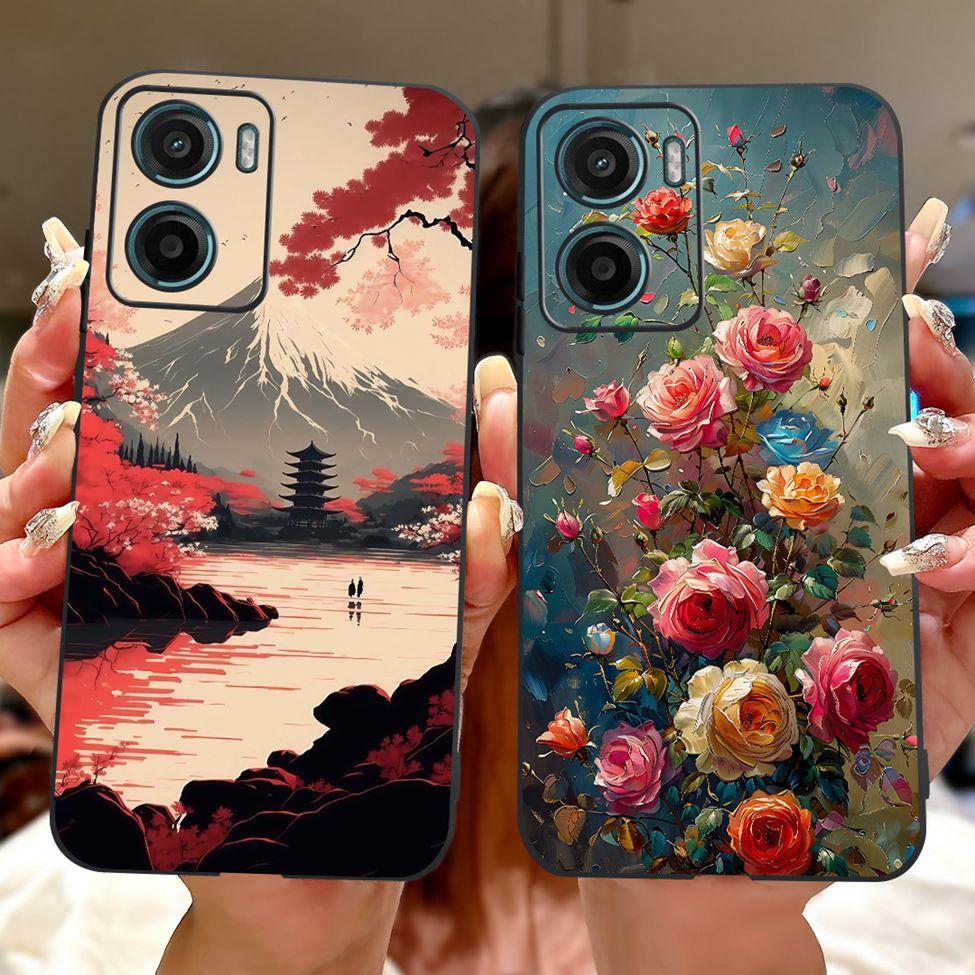 For Motorola Moto G05 Case E15 Silicone Cute Cat Fashion Flowers Cool Painted Back Cover For Motorola Moto E15 Phone Case Bumper