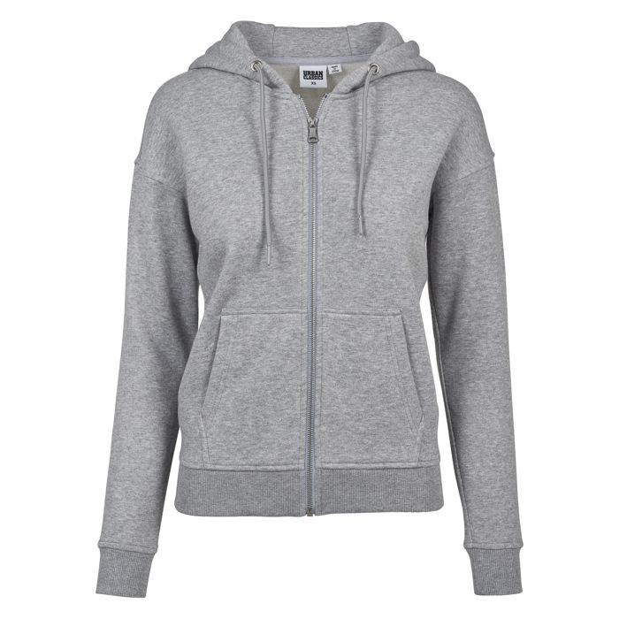 Sweatshirt à capuche zippé - Urban Classic - Gris - Femme - Manches longues - Confortable