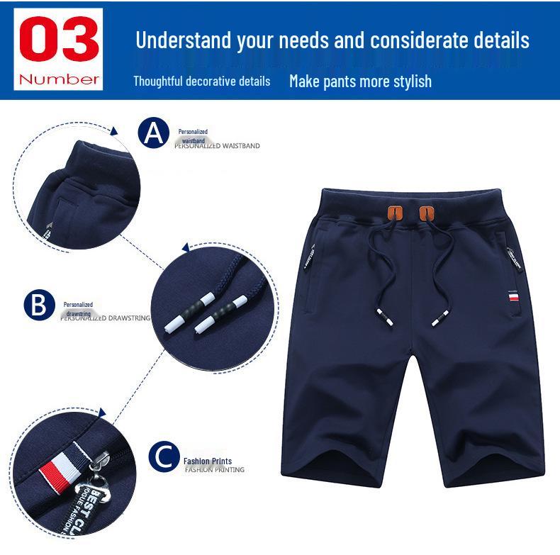 Men's Cotton Stretch Elastic Waist Mid-Length Beach Shorts
