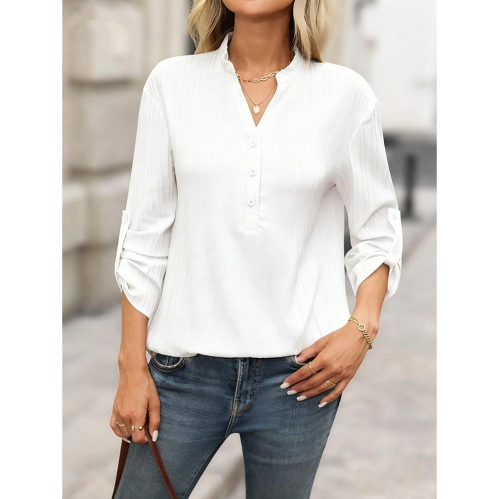New Women's V-neck Half-open Buttoned Shirt, A Fashionable and Versatile Top That Suits All Occasions.