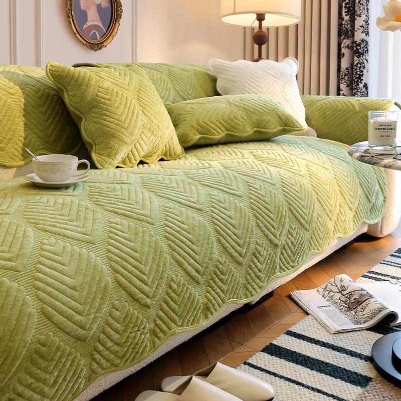 New Autumn and Winter Sofa Cover Fabric Plush Straight Row Anti Slip Sofa Cushion Cover Soft and Versatile One-piece Cream Style