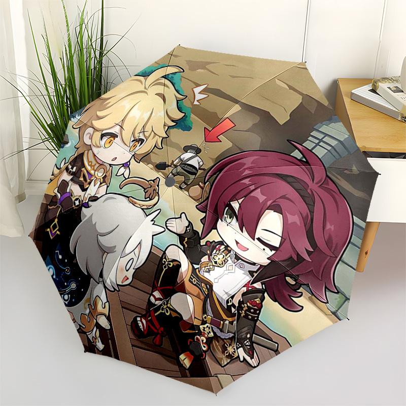

1pc Outdoor Umbrella with Cute Anime Characters - Automatic Opening/Closing, Portable 3-Fold Design, 8-Bone Iron Frame - Perfect Gift for Fans, T