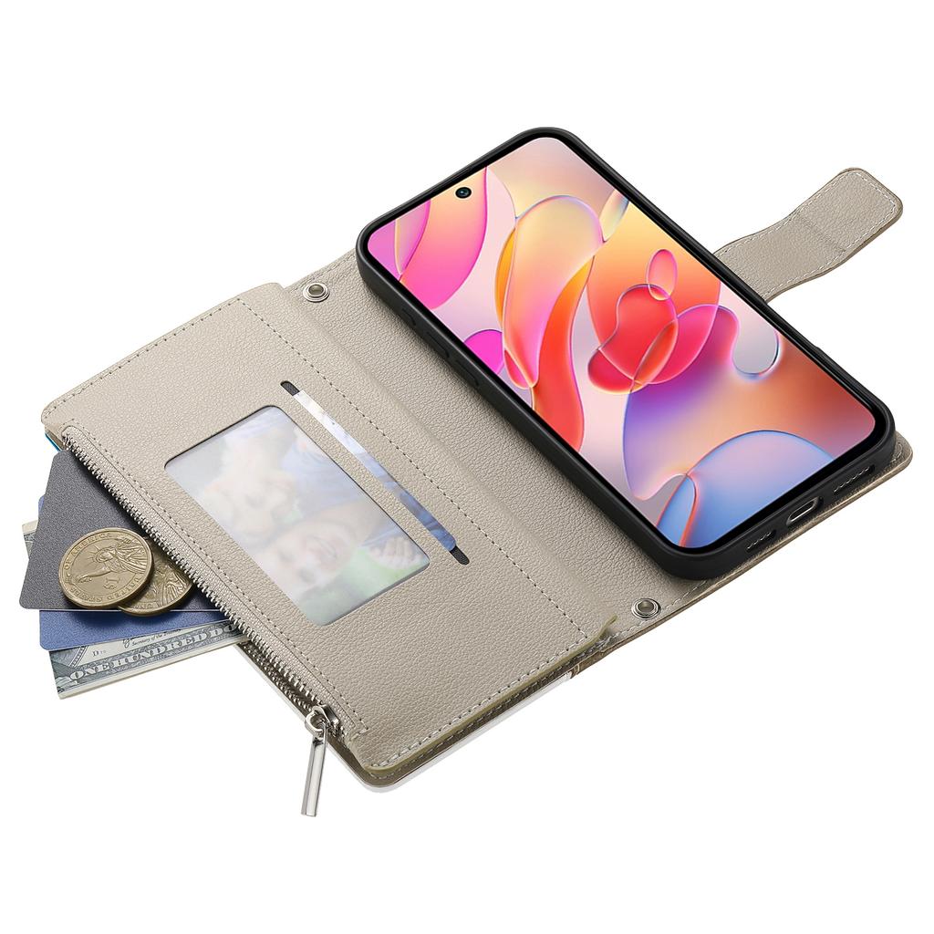 For Samsung Galaxy A36 5G Case Zipper Wallet Color Splicing Leather Flip Phone Cover with Straps