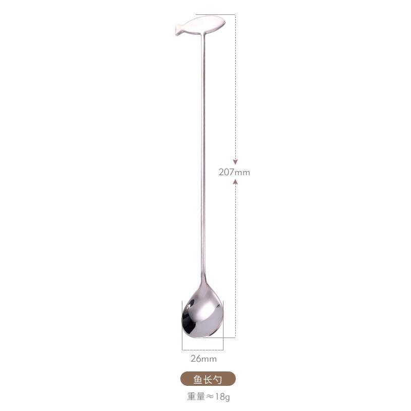 304 stainless steel spoon creative cat fish spoon cake dessert spoon cute long handle stirring coffee spoon spoon