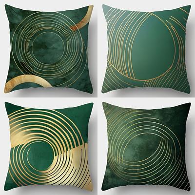 Green and Gold Geometric PillowcaseSuitable for Sofa Car Bedroom Decorative Cushion Cover Pillow Cover