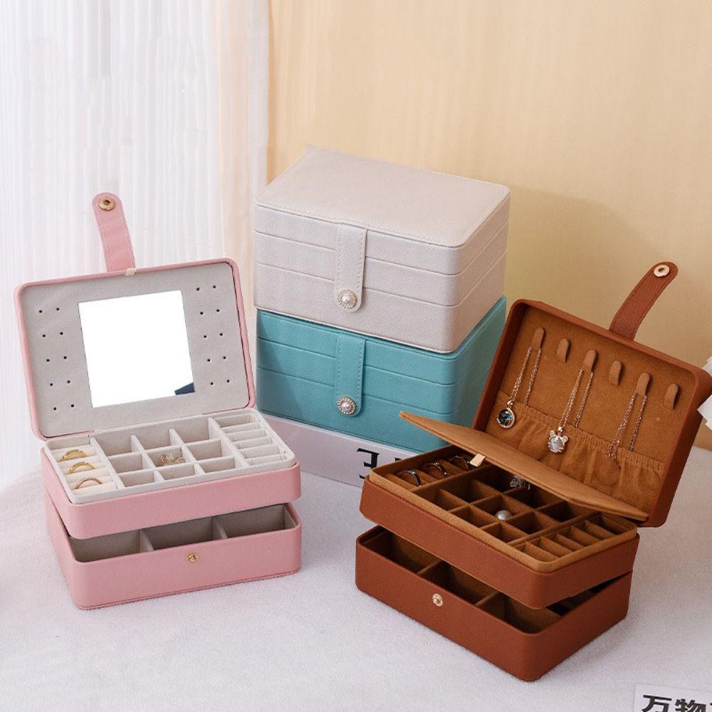 PU Jewelry Holder Multilayer Jewelry Storage Case Light Luxury Square Jewelry Box  Vacation