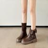 Thick-soled Inner Height-increasing Medium Tube Short Boots Women's 2025 Autumn and Winter New Two-wear British Style Small Brown Martin Boots
