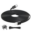 3M USB A To USB C Flat Charging Extension Cord USB C Devices Such As Home Security Game Data Transfer Compatible Black Cable, Ultra-Long (for Cameras,