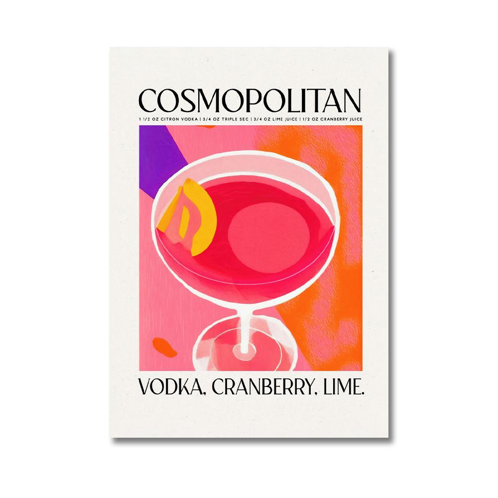 Retro Cocktail Posters Juice Alcohol Drinks Mojito Bramble Wall Art Canvas Painting Print Pictures for Bar Kitchen Home Decor