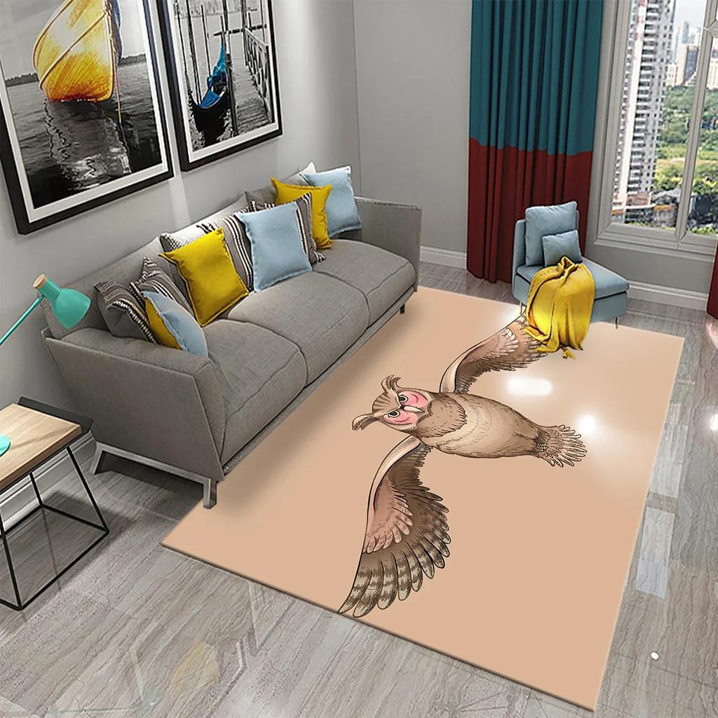 Lieblicher Cartoon Eulen Teppich für Schlafzimmer Wohnzimmer Dekor Fußmatte Flur Teppich Niedliche Tier Teppiche Küche Badezimmer Rutschfester Teppich