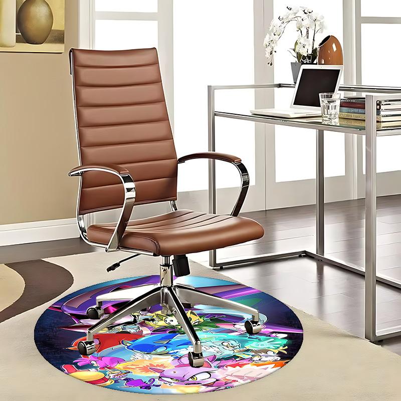 

1pc Sonic the Hedgehog Anime Cartoon Design Round Carpet - Office Chair Mat, Non-Slip Rug for Home Decor, Living Room, Bedroom, Game Room, Dormitory F 80cm by 80cm