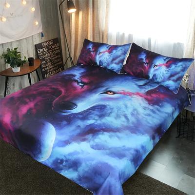 Starry Weeping Wolf Bedding Set King Duvet Cover Sets Animals Bedspreads For Kids Soft Comfortable Bed Linens Microfiber Fabric