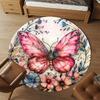 1PC Butterfly Flowers Office Round Area Rug, Under Office Chairs Bedroom Living Room Home Decor, Carpet for Office -1110013