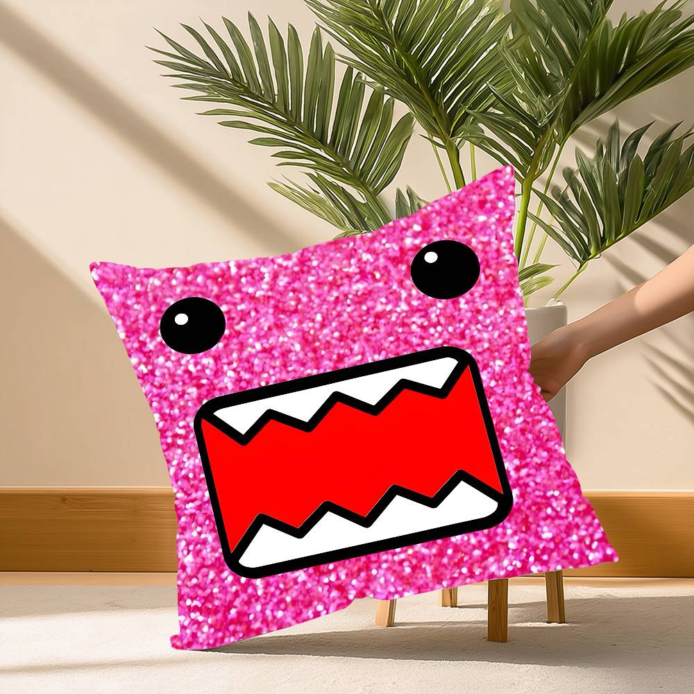 Cool Cute D-Domo KunS Face Pillow Case Soft Plush Fabric Double Sided Print Decorative Home Living Room Gift Cushion