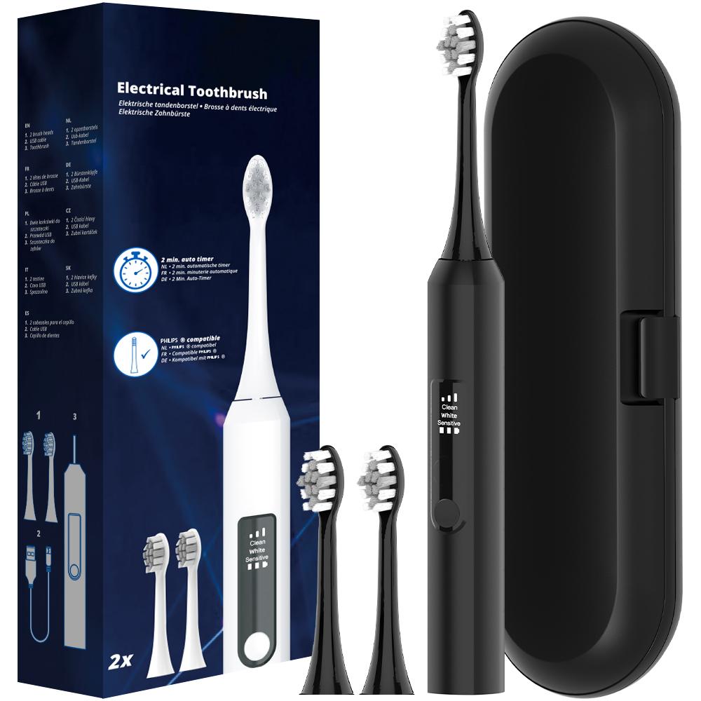 

Waterproof Electric Toothbrush with 3 Modes, 2 Min Timer & Travel Case, Compatible with Philips Sonicare Replacement Brush Head
