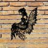 Art Deco Iron Wall Art Metal Sculpture Elf Silhouette Butterfly Wings Garden Patio Decor