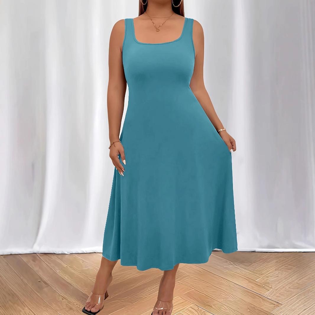 

DAFIFY женские модные летние весенние однотонные повседневные платья без рукавов с подтяжками и высокой талией XXXXXL