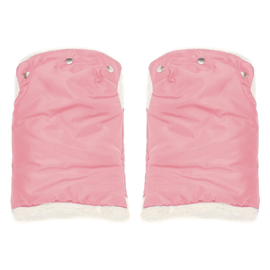 Pink muff gloves for stroller sled insulated fur winter
