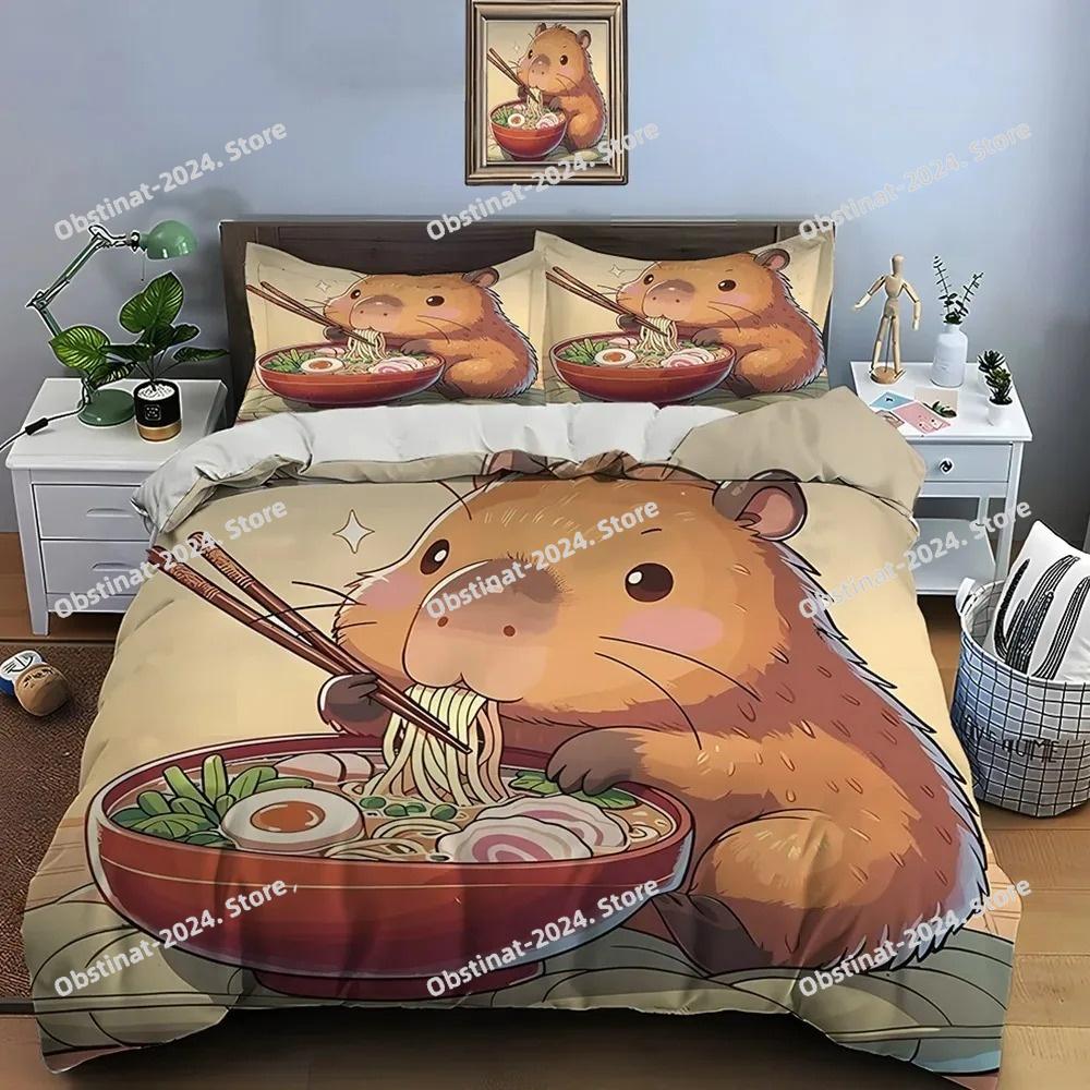 

3D Adorable Lovely Carton Capybara Print Beding Set Soft Duvet Cover featuring Pilowcases Adult People plus Children Beding Set Premium Gifts 100*200cm Single