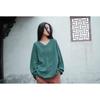 Bat Sleeve T-Shirts Vintage Women Cotton Linen V-Neck Solid Color Women Cloths Casual T-Shirts