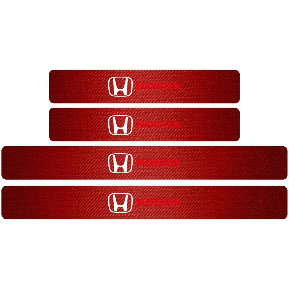 Dncr6 4Pcs Carbon Fiber Car Door Threshold Sill Sticker Badge For Honda Mugen Typer ACCORD Airwave Avancier Civic INSPIRE GK5 CRV XRV