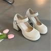 Mary Jane Pumps for Women Zapatos Para Mujer Chunky Heel Wedding Party Dress Shoes Spring New Patent Leather High Heels