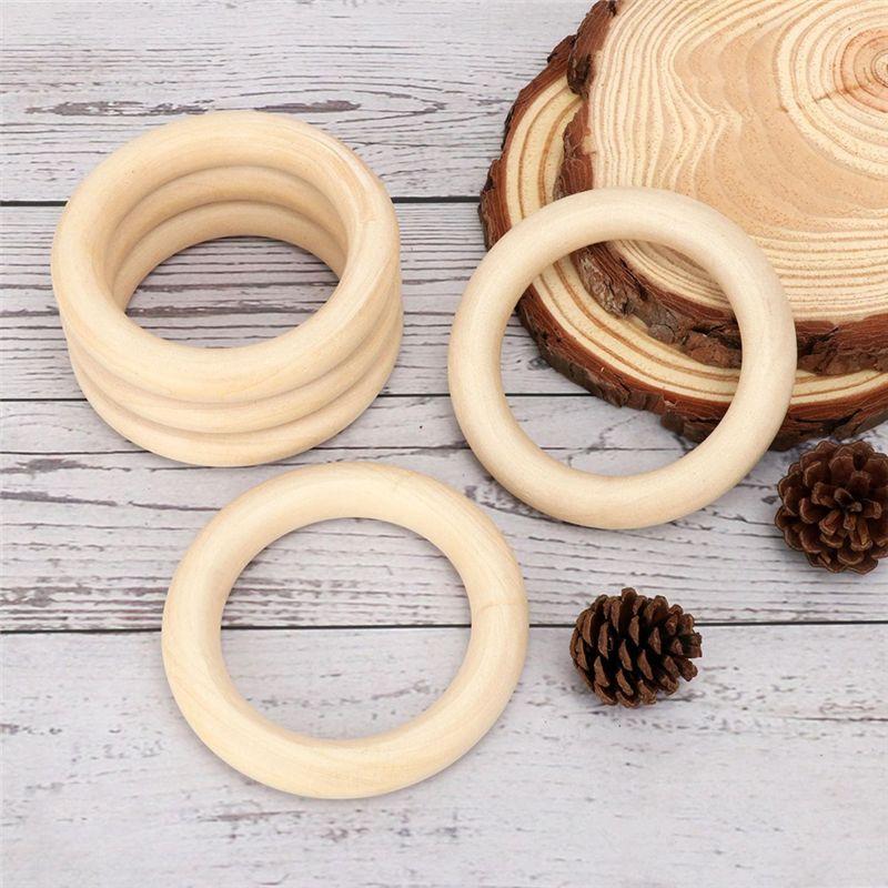 Feb.30 Pack Unfinished Wooden Rings Natural 4 Inch Wood Craft Rings For DIY Crafts, Jewelry Making, Macrame & Home Decor