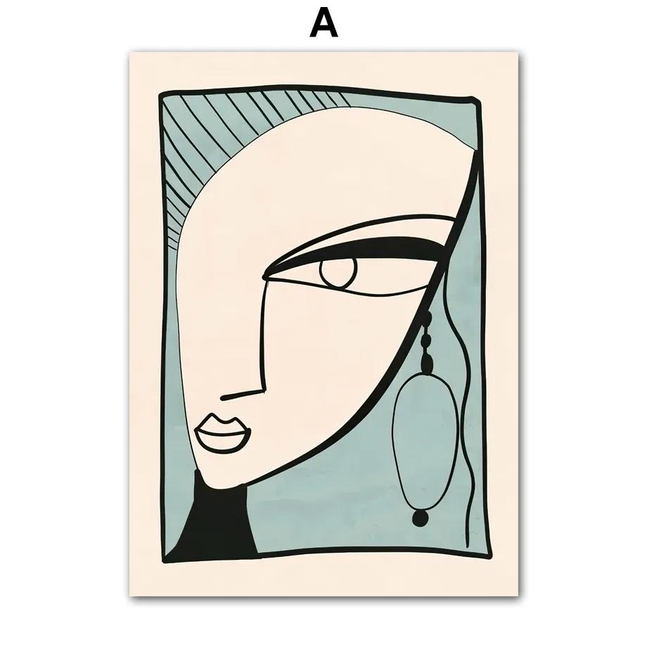 

Bohemia Girl Face Minimalism Abstract Canvas Painting, Wall Art, Living Room Decoration, Poster and Print, Home Pictures 21x30cm No Framed