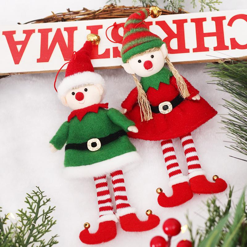 4-1PC Christmas Elves Stuffed Plush Dolls Hanging Ornaments Xmas Tree Decor Cute Boy Girl Elf Pendant Kids Gifts New Year Gifts