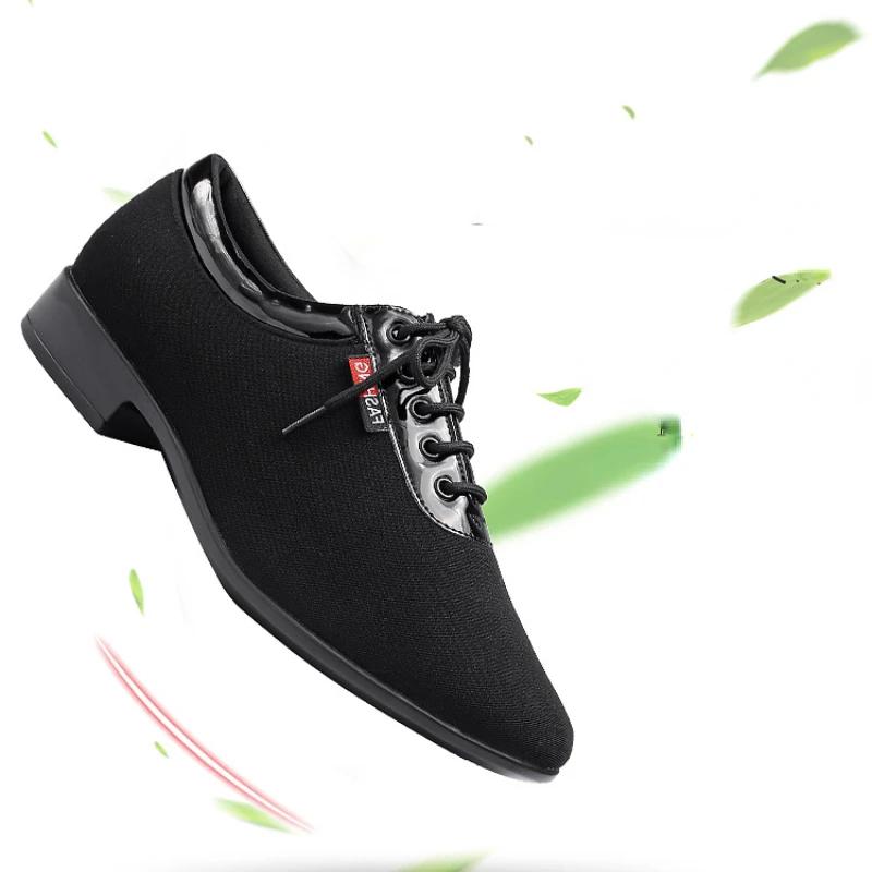 Men Oxford Cloth Standard Dance Ballroom Cloth Straight Outsole Practice Competition Modern Dancing Sport Shoes Sneakers
