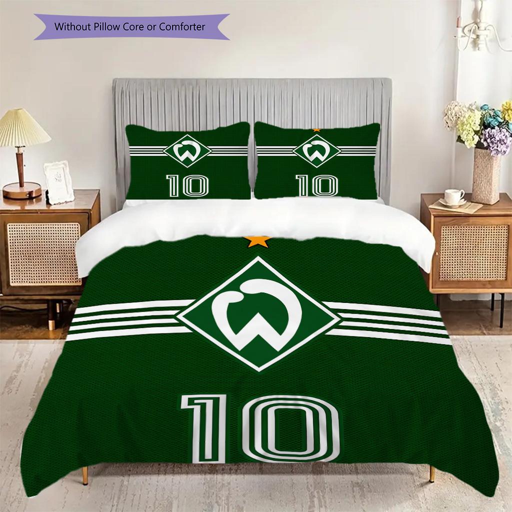 SV Werder Bremen Vzorované povlečení Sada prošívaných dek a povlaků na polštáře Domácí dekorace Dárek k narozeninám (1 * povlak na peřinu + 2 * povlak na polštář, bez jádra)