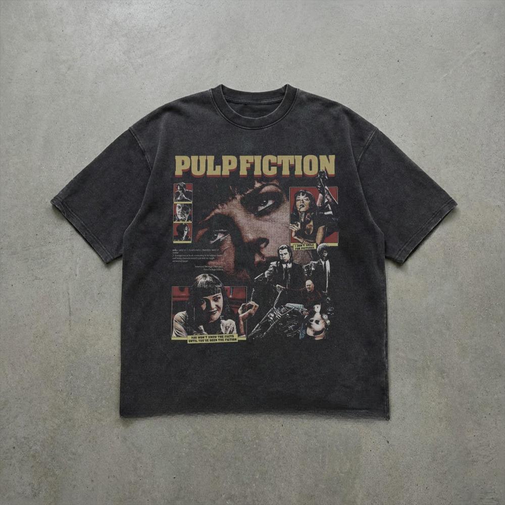 

Pulp Fiction Graphic TShirt Vintage Retro Film Tee Clothing Graphic Short Sleeve Shirt Unisex Unisex Women AllSeason 4XL