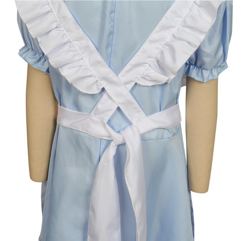 Girls Blue White Alice In Wonderland Maid Style Princess Dress With Headband For Birthday Party