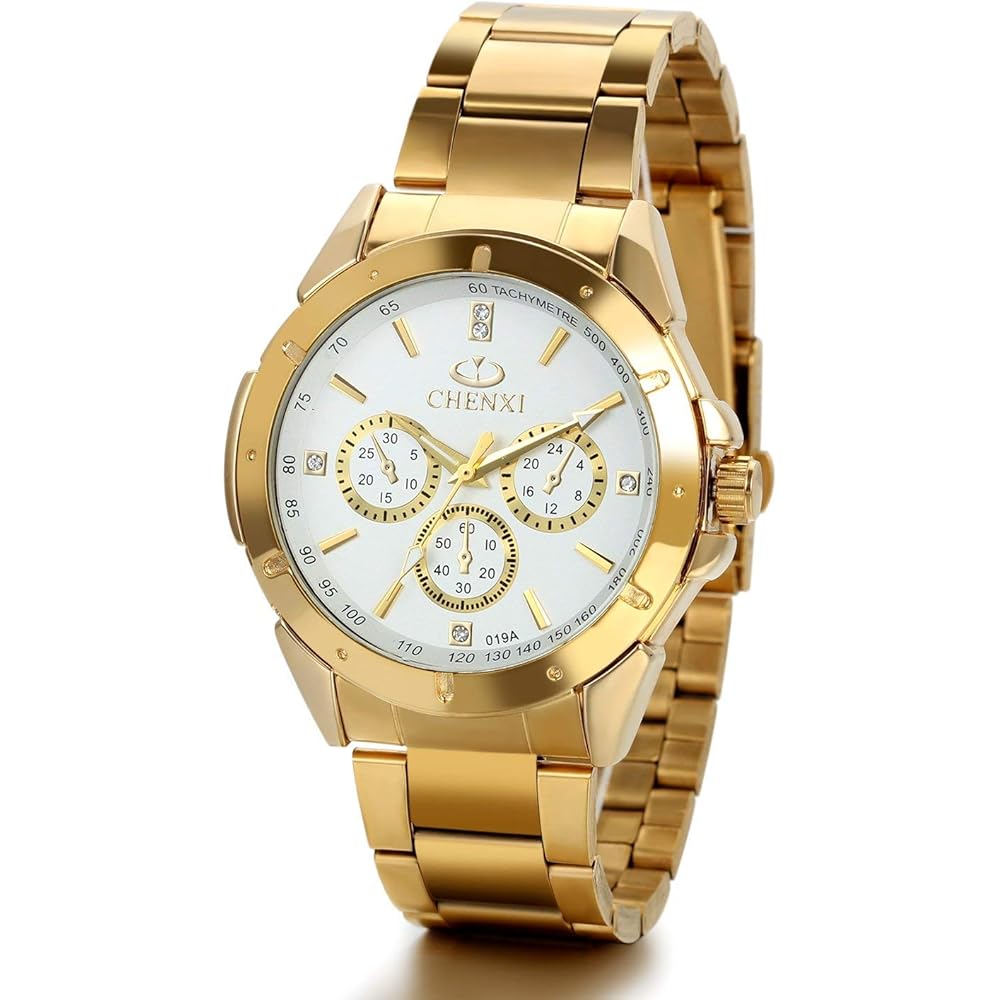 JewelryWe Men s Analog Watch Gold Stainless Steel Band White Casual Business Timepiece