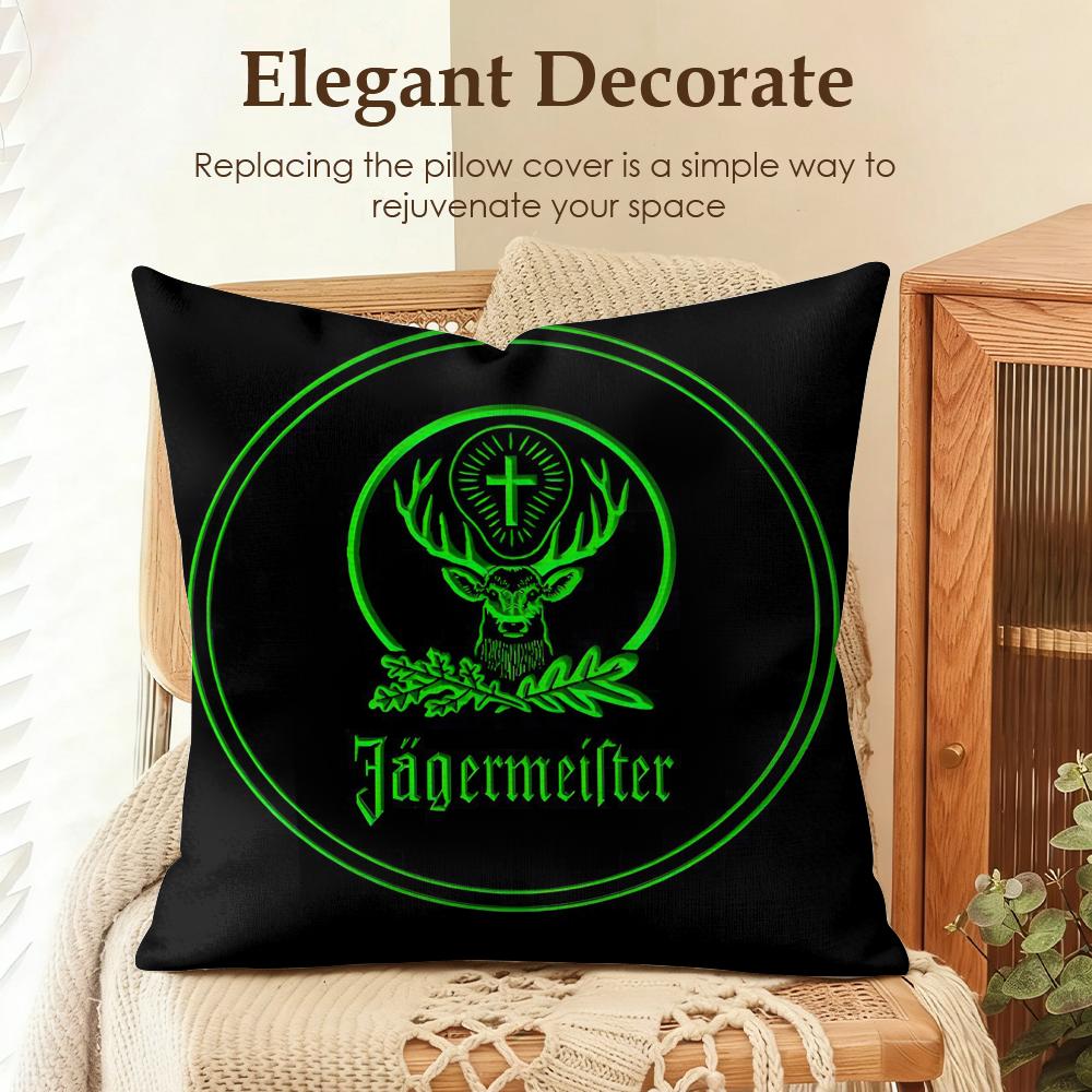 Fashion JJaegermeisterS Cushion Cover Natural Linen Organic Fabric DoubleSided Printing Sofa Home Decor Gift Pillow Case