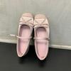 Bow splicing single shoes women's new one-button ballet flats