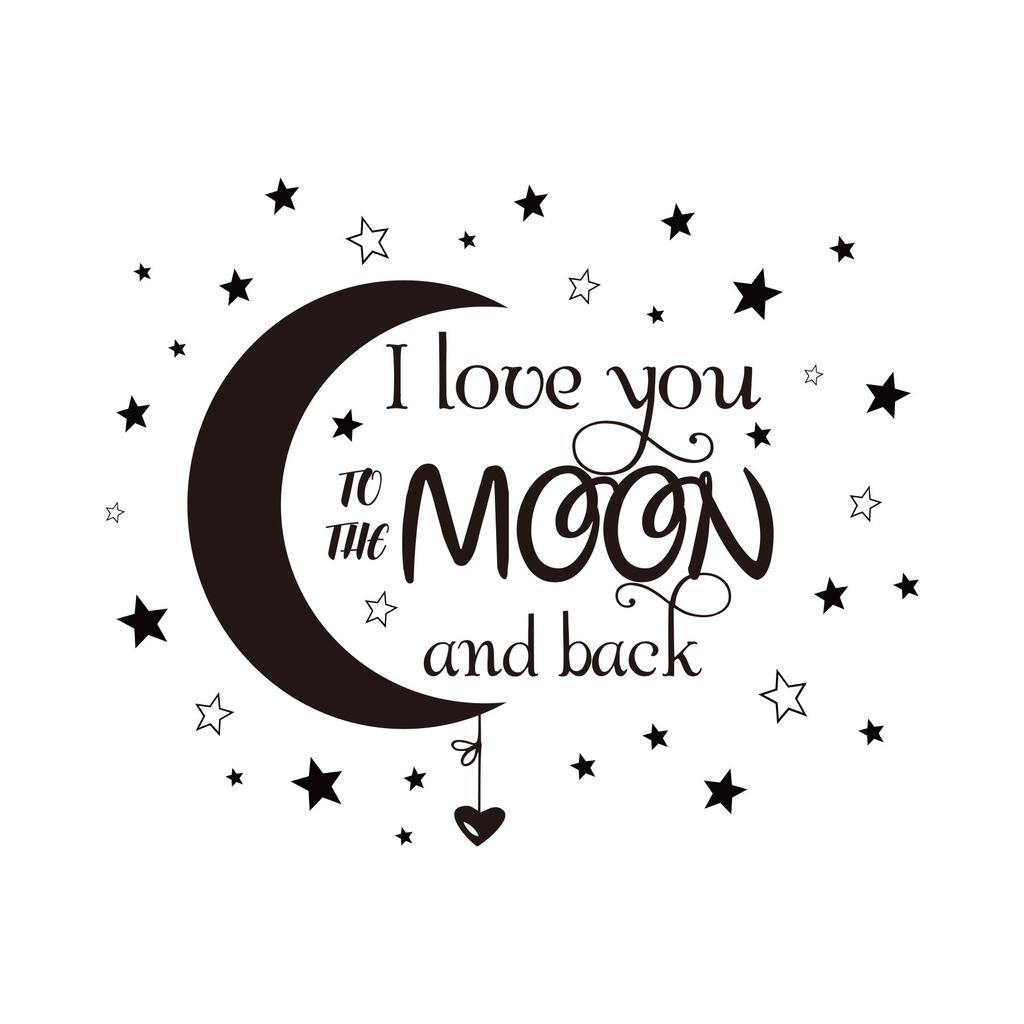 Moon Stars Family Quote Wall Sticker Removable Living Room Bedroom Table Decor