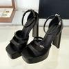 Fashion Luxury Patent Leather Platform Sandals Women 2025 Summer Zip Cover Strap Design Chunky High Heels Elegant Banquet Dress Shoes