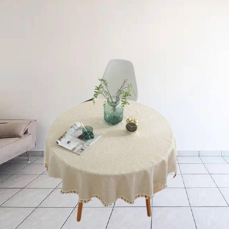 Color Solid Round Tassel Tablecloths Table Cover Indoor Outdoor Decorations