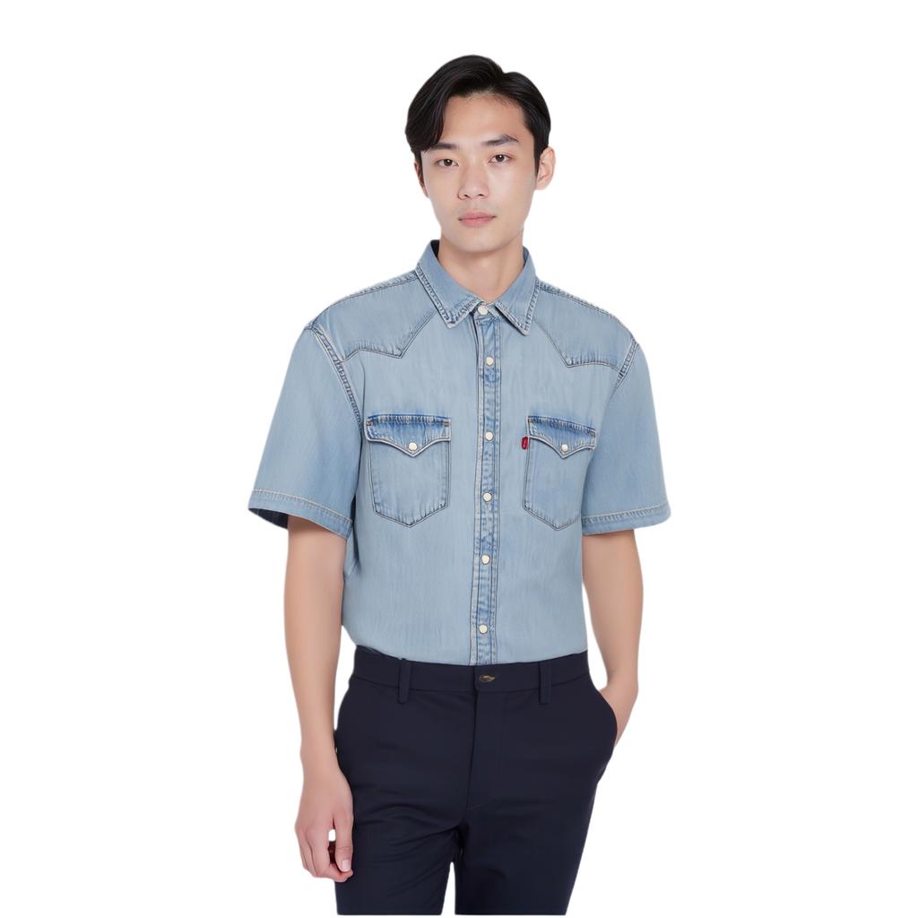 Levis Soft Comfortable Simple Polo Shirt Men Shirts Light-Blue 86626-0014