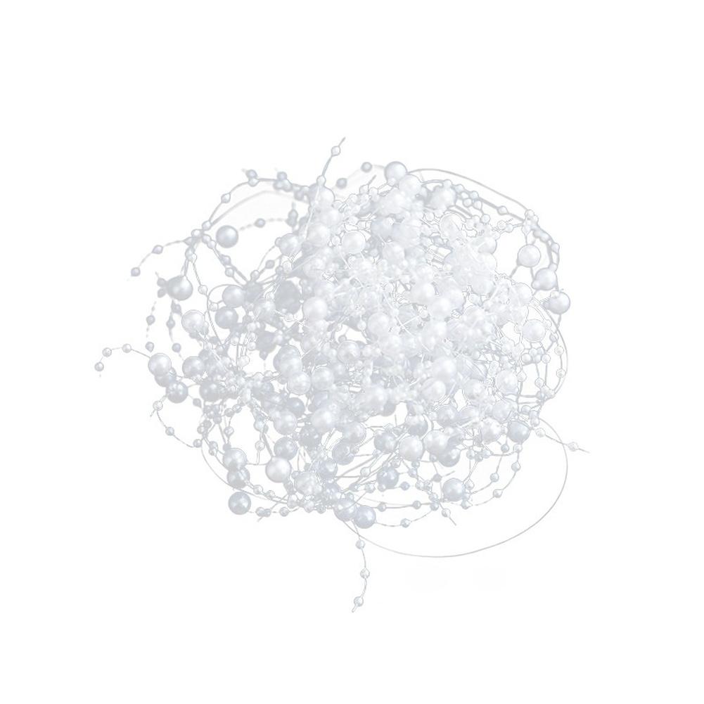 Weihnachtsperlendekoration im europäischen Stil für Feiertags-DIY-Dekor, 2 m Kunststoffornament, Weiß oder Gold