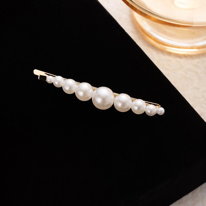 Pearl Flower Hairpin Advanced Korean Handmade Bangs One-Word Clip Girl Side Clip Hairpin Hair Accessories