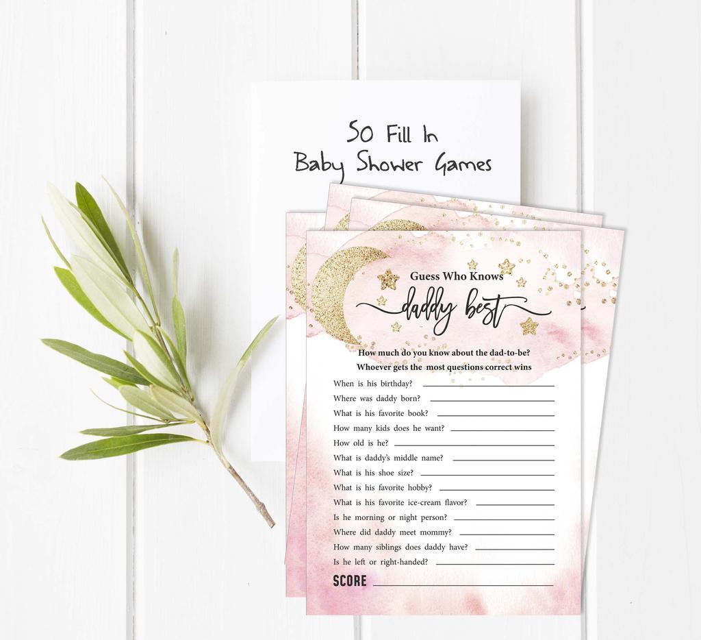 Inkdotpot 50A  Advice CardsA  For Baby Shower Game Glitter Star Advice For New Mom & Dad Gender Reveal Boy Or GirlA  Party