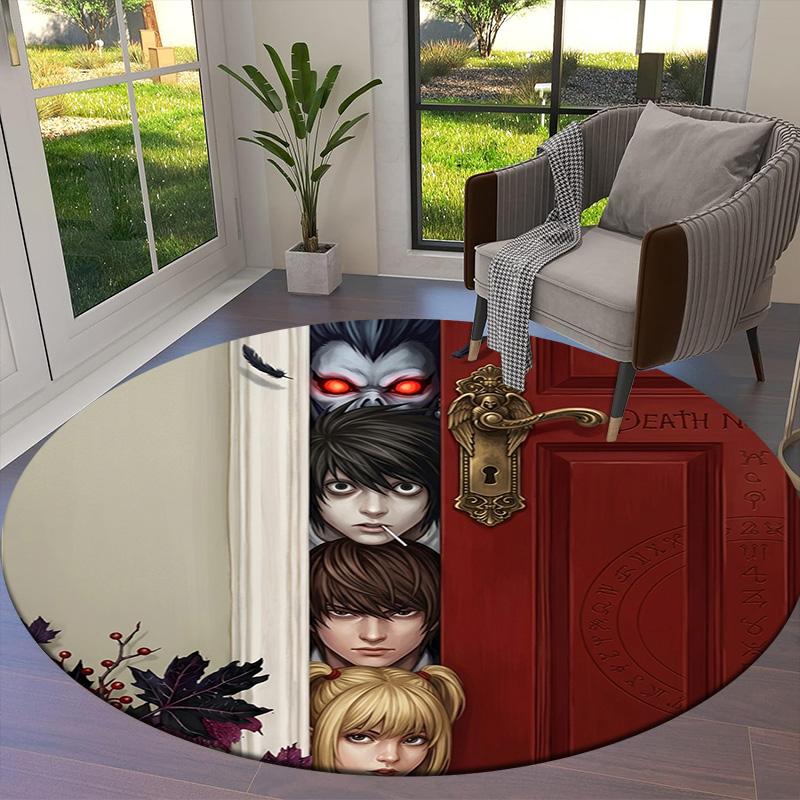 Death Note Round Area Rug Carpet Rug For Living Room Bedroom Sofa Playroom Decor Nonslip Floor Mat