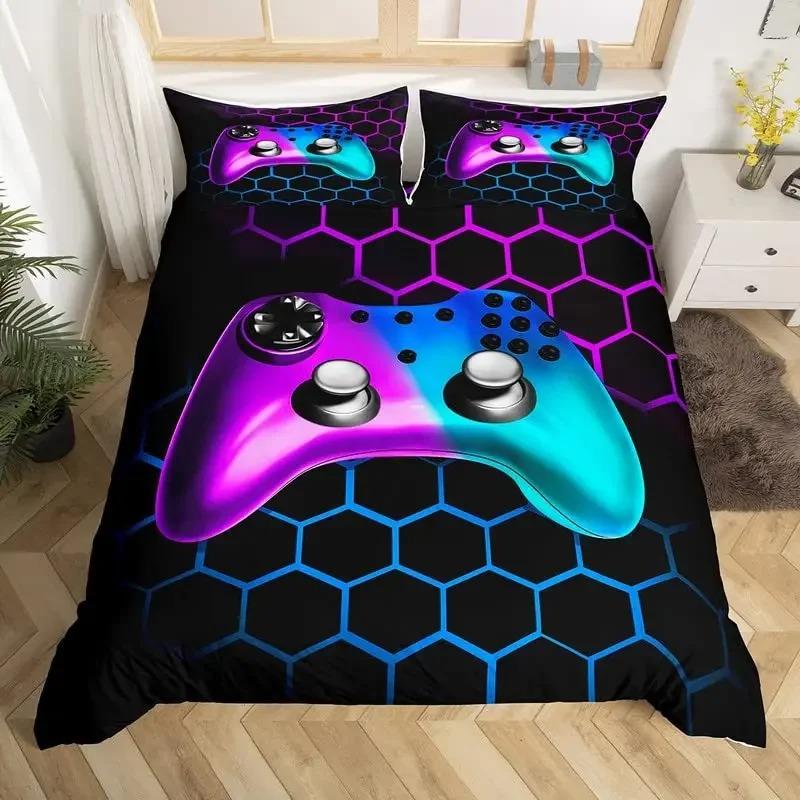 Geometric Duvet Cover Multicolor Honeycomb Hexagon Bedding Set Geometric Theme Metal Texture S