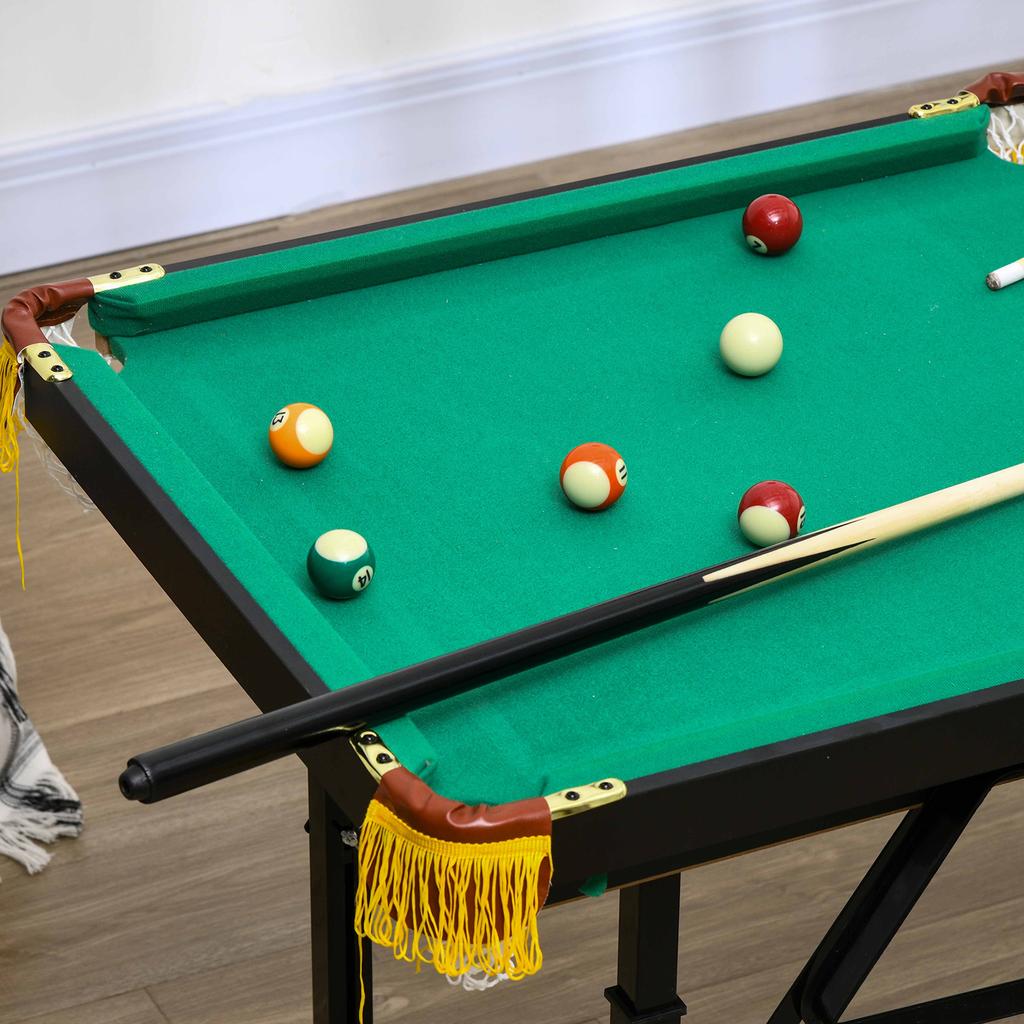 Table de billard, pliable, réglable en hauteur, incl. Triangle/2 Queues/16 Billes, Vert