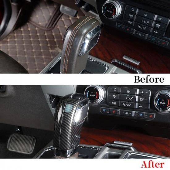 Carbon Fiber Gear Shift Head Knob Cover Trim For Ford F150 2015-2020 Accessories